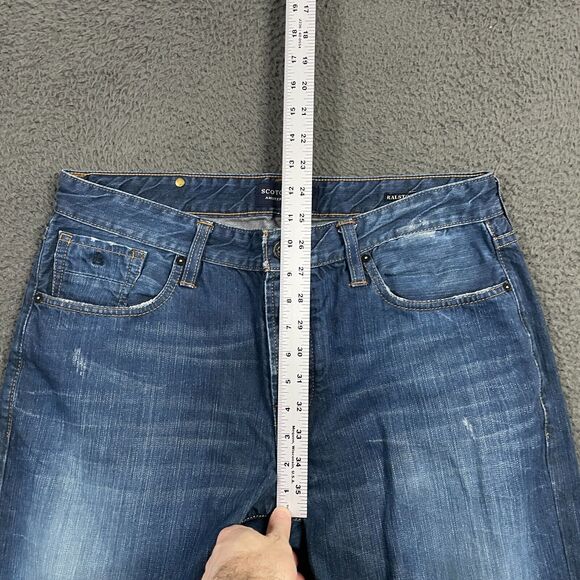 Scotch & Soda Jeans Mens 34x32 Blue Ralston Slim Fit Dark Wash Button Fly - Picture 14 of 16
